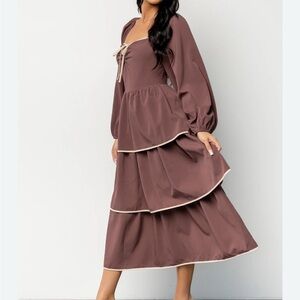 Baltic Born Dusty Rose Tiered Maxi Dress NWT. Size Large